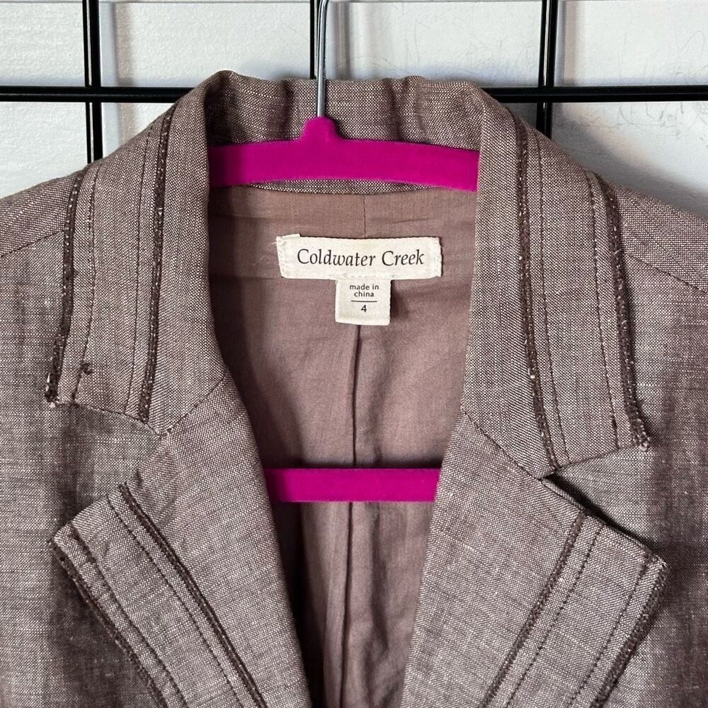 Coldwater Creek Linen Blend Blazer Womens 4‎ Brown Business Casual - Picture 3 of 12